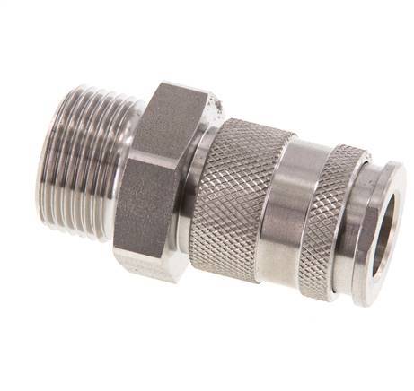 Acoplamiento de aire de acero inoxidable DN 10 Enchufe G 3/4 de pulgada macho de doble cierre
