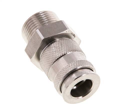 Acoplamiento de aire de acero inoxidable DN 10 Enchufe G 3/4 de pulgada macho de doble cierre