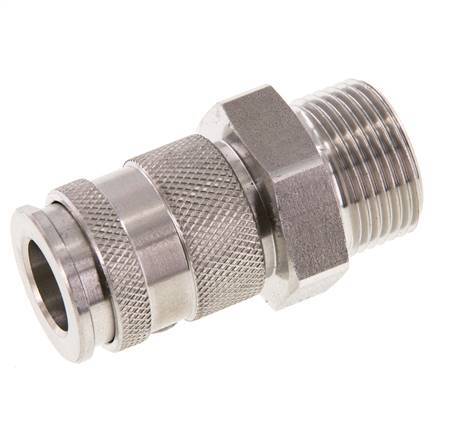 Acoplamiento de aire de acero inoxidable DN 10 Enchufe G 3/4 de pulgada macho de doble cierre