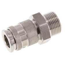 Acoplamiento de aire de acero inoxidable DN 10 Enchufe G 3/4 de pulgada macho de doble cierre