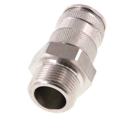 Acoplamiento de aire de acero inoxidable DN 10 Enchufe G 3/4 de pulgada macho de doble cierre