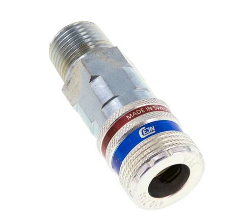 Acero/latón DN 10.4 Enchufe de seguridad para aire comprimido R 1/2 pulgada Macho