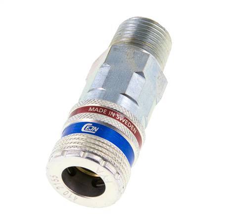 Acero/latón DN 10.4 Enchufe de seguridad para aire comprimido R 1/2 pulgada Macho