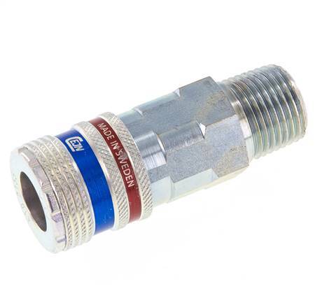 Acero/latón DN 10.4 Enchufe de seguridad para aire comprimido R 1/2 pulgada Macho