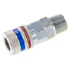 Acero/latón DN 10.4 Enchufe de seguridad para aire comprimido R 1/2 pulgada Macho