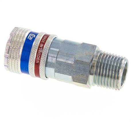 Acero/latón DN 10.4 Enchufe de seguridad para aire comprimido R 1/2 pulgada Macho