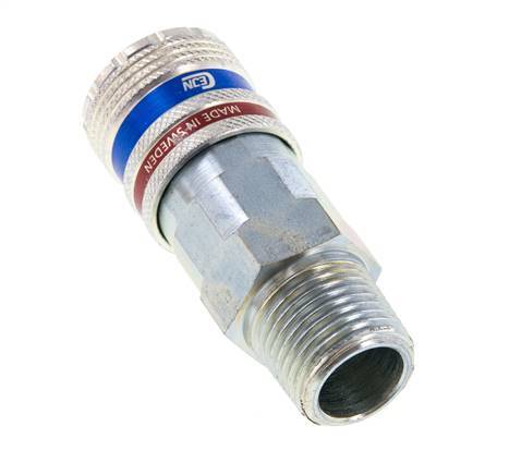 Acero/latón DN 10.4 Enchufe de seguridad para aire comprimido R 1/2 pulgada Macho