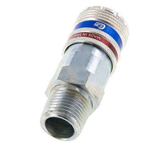 Acero/latón DN 10.4 Enchufe de seguridad para aire comprimido R 1/2 pulgada Macho