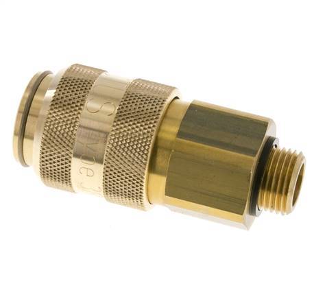 Brass DN 15 Air Coupling Socket G 1/2 inch Male Double Shut-Off