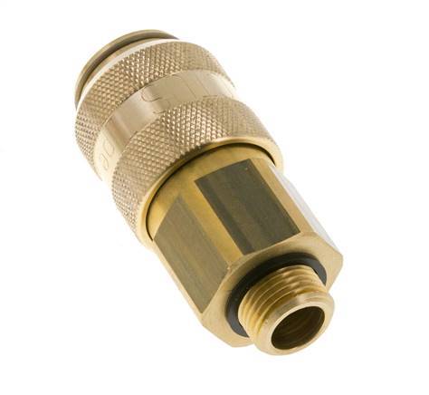Brass DN 15 Air Coupling Socket G 1/2 inch Male Double Shut-Off