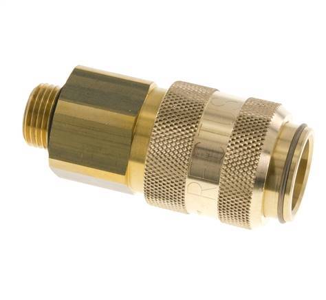 Brass DN 15 Air Coupling Socket G 1/2 inch Male Double Shut-Off