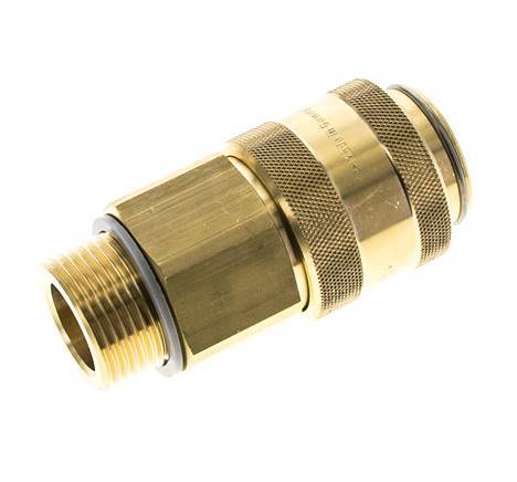 Brass DN 19 Air Coupling Socket G 1 inch Male Double Shut-Off