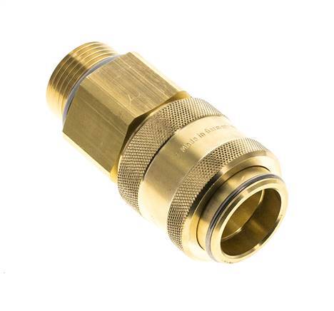 Brass DN 19 Air Coupling Socket G 1 inch Male Double Shut-Off