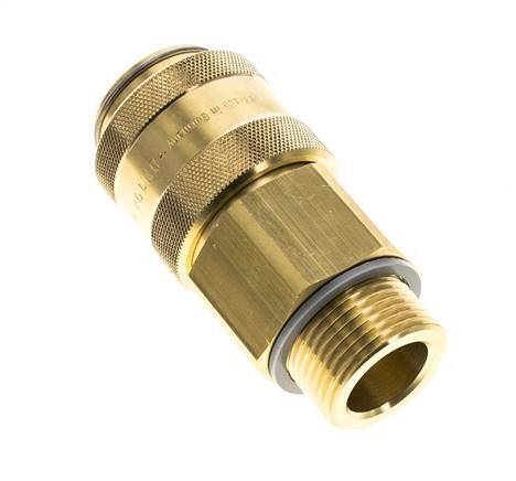 Brass DN 19 Air Coupling Socket G 1 inch Male Double Shut-Off