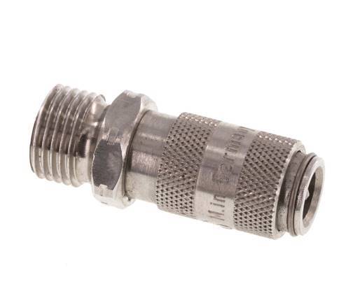 Stainless Steel 316L DN 2.7 (Micro) Air Coupling Socket G 1/8 inch Male Double Shut-Off