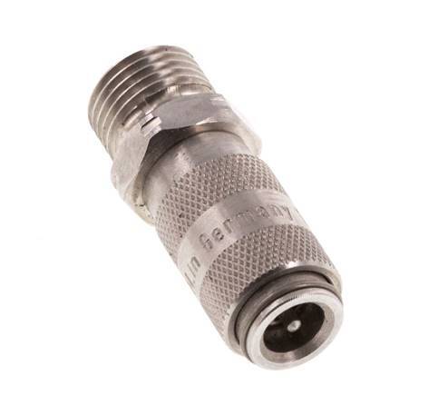 Stainless Steel 316L DN 2.7 (Micro) Air Coupling Socket G 1/8 inch Male Double Shut-Off