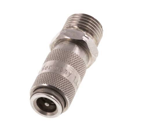 Stainless Steel 316L DN 2.7 (Micro) Air Coupling Socket G 1/8 inch Male Double Shut-Off