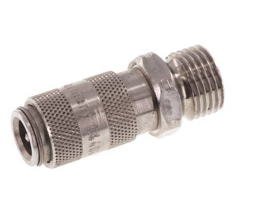 Stainless Steel 316L DN 2.7 (Micro) Air Coupling Socket G 1/8 inch Male Double Shut-Off
