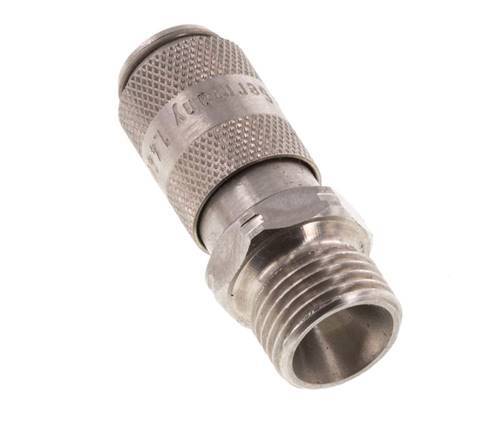 Stainless Steel 316L DN 2.7 (Micro) Air Coupling Socket G 1/8 inch Male Double Shut-Off