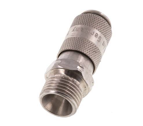 Stainless Steel 316L DN 2.7 (Micro) Air Coupling Socket G 1/8 inch Male Double Shut-Off