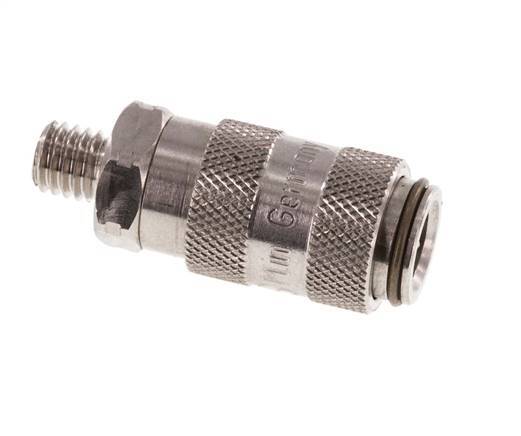 Stainless Steel 316L DN 2.7 (Micro) Air Coupling Socket M5 Male Double Shut-Off