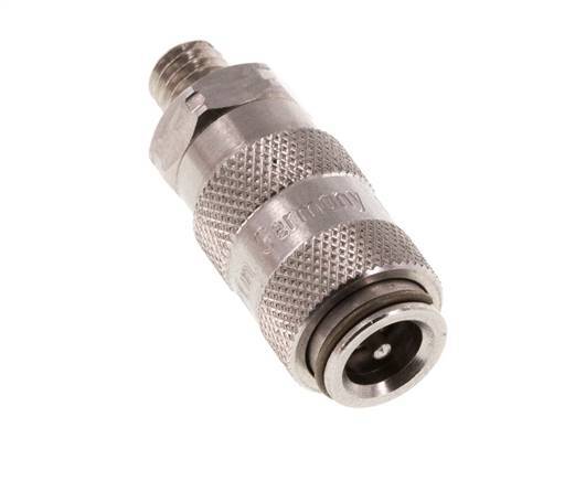 Stainless Steel 316L DN 2.7 (Micro) Air Coupling Socket M5 Male Double Shut-Off