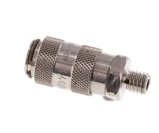 Stainless Steel 316L DN 2.7 (Micro) Air Coupling Socket M5 Male Double Shut-Off