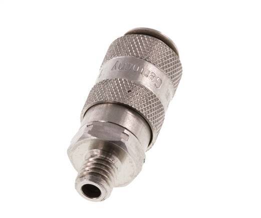 Stainless Steel 316L DN 2.7 (Micro) Air Coupling Socket M5 Male Double Shut-Off