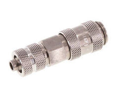 Stainless steel DN 2.7 (Micro) Air Coupling Socket 4x6 mm Union Nut Double Shut-Off