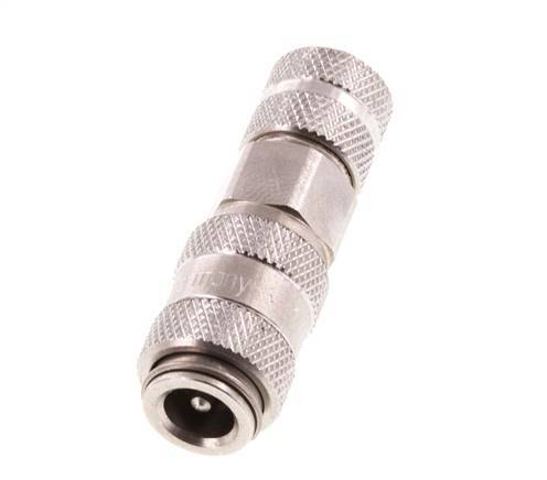 Stainless steel DN 2.7 (Micro) Air Coupling Socket 4x6 mm Union Nut Double Shut-Off