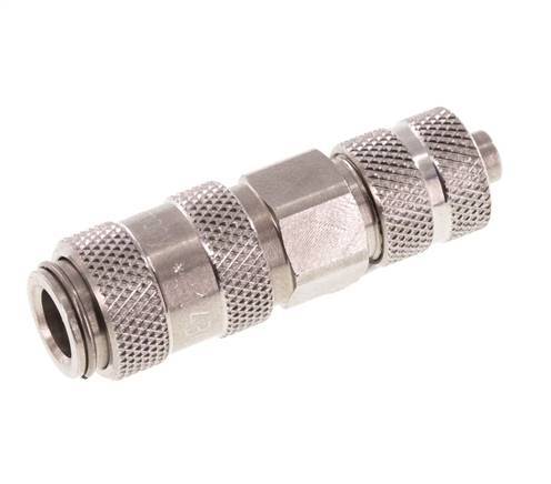 Stainless steel DN 2.7 (Micro) Air Coupling Socket 4x6 mm Union Nut Double Shut-Off