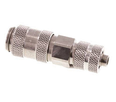 Stainless steel DN 2.7 (Micro) Air Coupling Socket 4x6 mm Union Nut Double Shut-Off