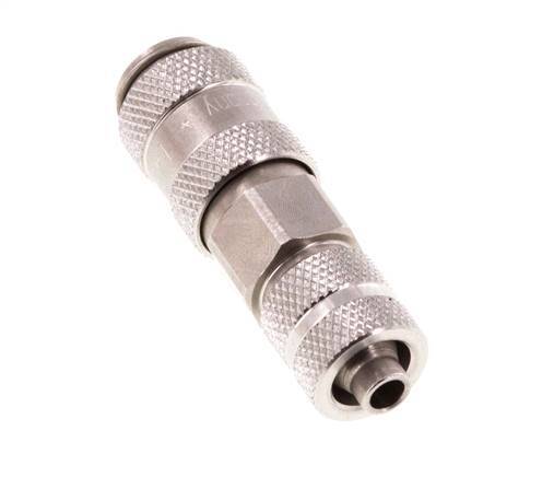 Stainless steel DN 2.7 (Micro) Air Coupling Socket 4x6 mm Union Nut Double Shut-Off