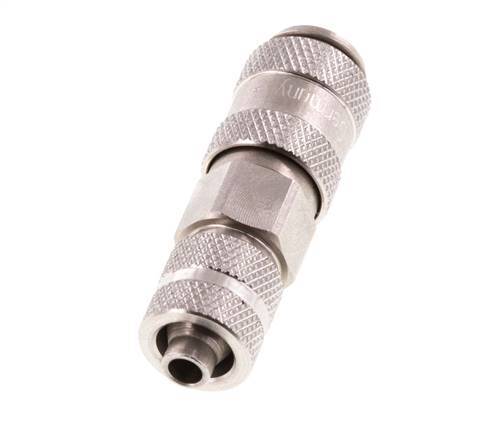 Stainless steel DN 2.7 (Micro) Air Coupling Socket 4x6 mm Union Nut Double Shut-Off
