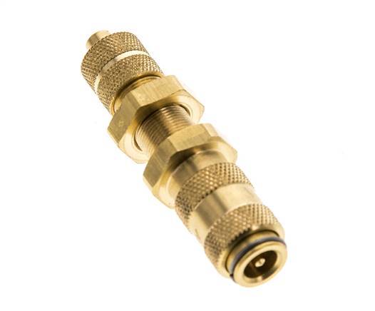 Brass DN 2.7 (Micro) Air Coupling Socket 4x6 mm Union Nut Bulkhead Double Shut-Off