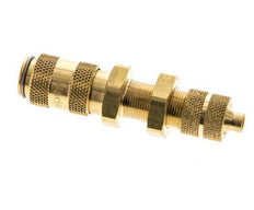 Brass DN 2.7 (Micro) Air Coupling Socket 4x6 mm Union Nut Bulkhead Double Shut-Off