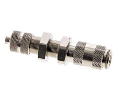 Nickel-plated Brass DN 2.7 (Micro) Air Coupling Socket 4x6 mm Union Nut Bulkhead Double Shut-Off