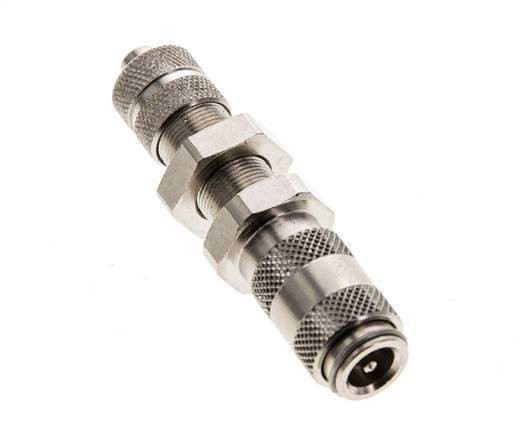 Nickel-plated Brass DN 2.7 (Micro) Air Coupling Socket 4x6 mm Union Nut Bulkhead Double Shut-Off
