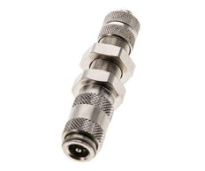 Nickel-plated Brass DN 2.7 (Micro) Air Coupling Socket 4x6 mm Union Nut Bulkhead Double Shut-Off