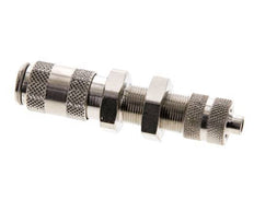 Nickel-plated Brass DN 2.7 (Micro) Air Coupling Socket 4x6 mm Union Nut Bulkhead Double Shut-Off