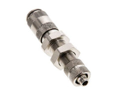 Nickel-plated Brass DN 2.7 (Micro) Air Coupling Socket 4x6 mm Union Nut Bulkhead Double Shut-Off