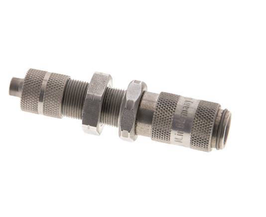 Stainless Steel 316L DN 2.7 (Micro) Air Coupling Socket 4x6 mm Union Nut Bulkhead
