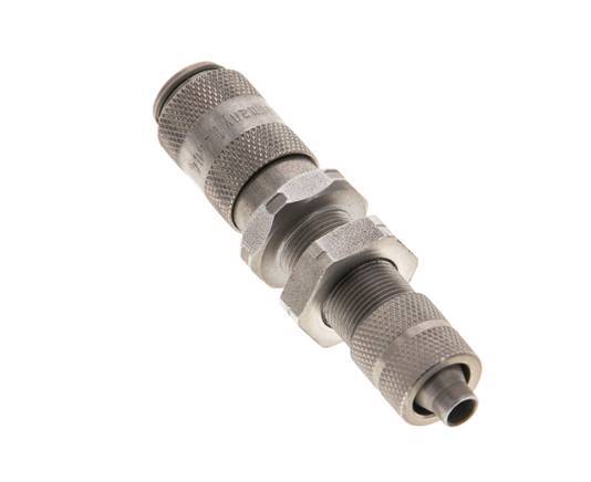 Stainless Steel 316L DN 2.7 (Micro) Air Coupling Socket 4x6 mm Union Nut Bulkhead