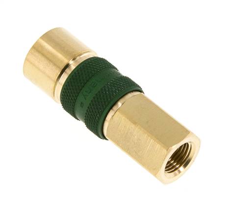 Acoplamiento de aire de latón DN 5 codificado en verde G 1/8 pulgadas hembra