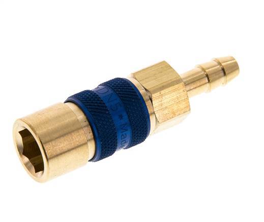 Acoplamiento de aire de latón DN 5 codificado en azul Pilar de manguera de 6 mm