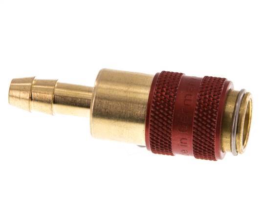 Acoplamiento de aire de latón DN 5 Rojo Pilar de manguera de 6 mm Doble cierre