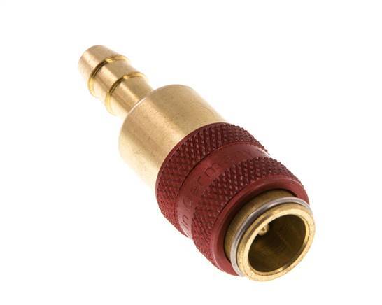 Acoplamiento de aire de latón DN 5 Rojo Pilar de manguera de 6 mm Doble cierre