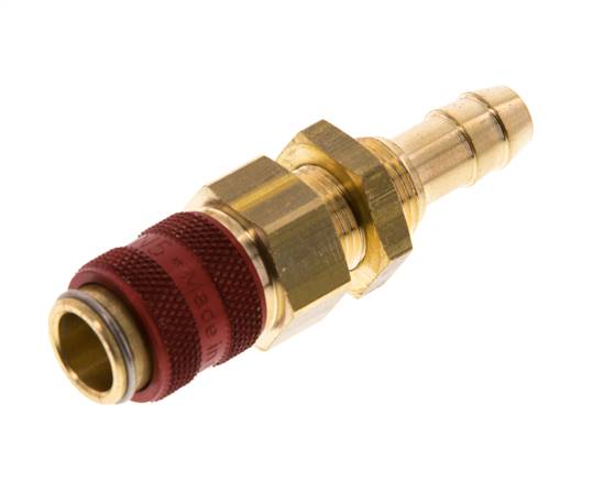 Acoplamiento de aire de latón DN 5 rojo Pasamuros de 8 mm para mangueras