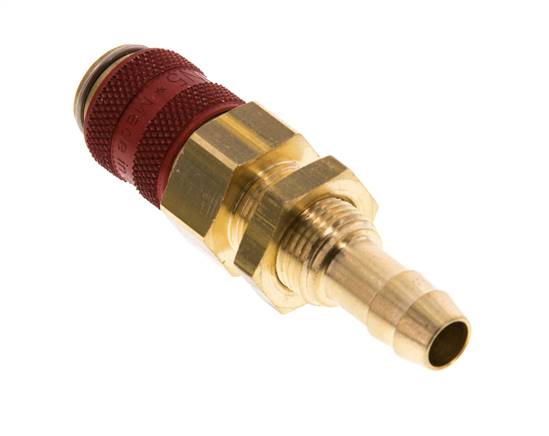 Acoplamiento de aire de latón DN 5 rojo Pasamuros de 8 mm para mangueras