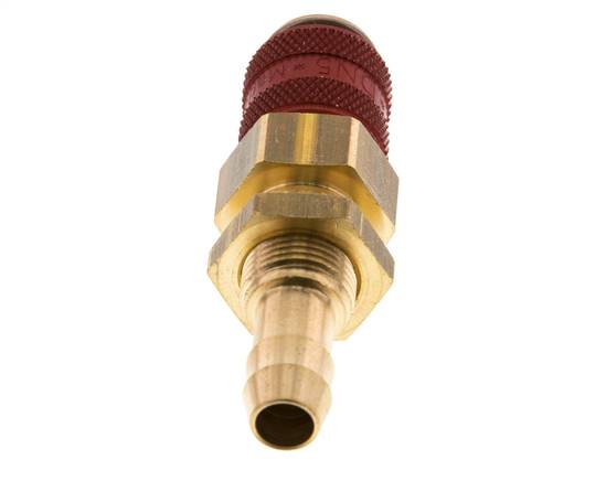 Acoplamiento de aire de latón DN 5 rojo Pasamuros de 8 mm para mangueras